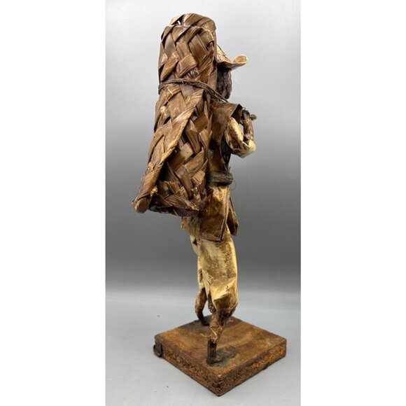 Vtg Paper Mache Figurine Man Mexico Folk Art‎ 12" Farmer Carrying Mat - Picture 4 of 6